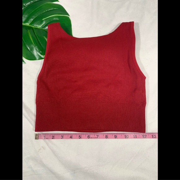 NEW Zella Seamless Ribbed Cropped Sports Bra Top in Red [SZ‎ Medium ] - Picture 2 of 8